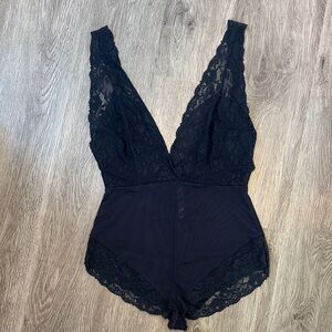 Free people Black Lace Bodysuit